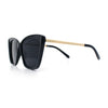 Womens Oversized Cat Eye Chic Metal Arm Plastic Sunglasses