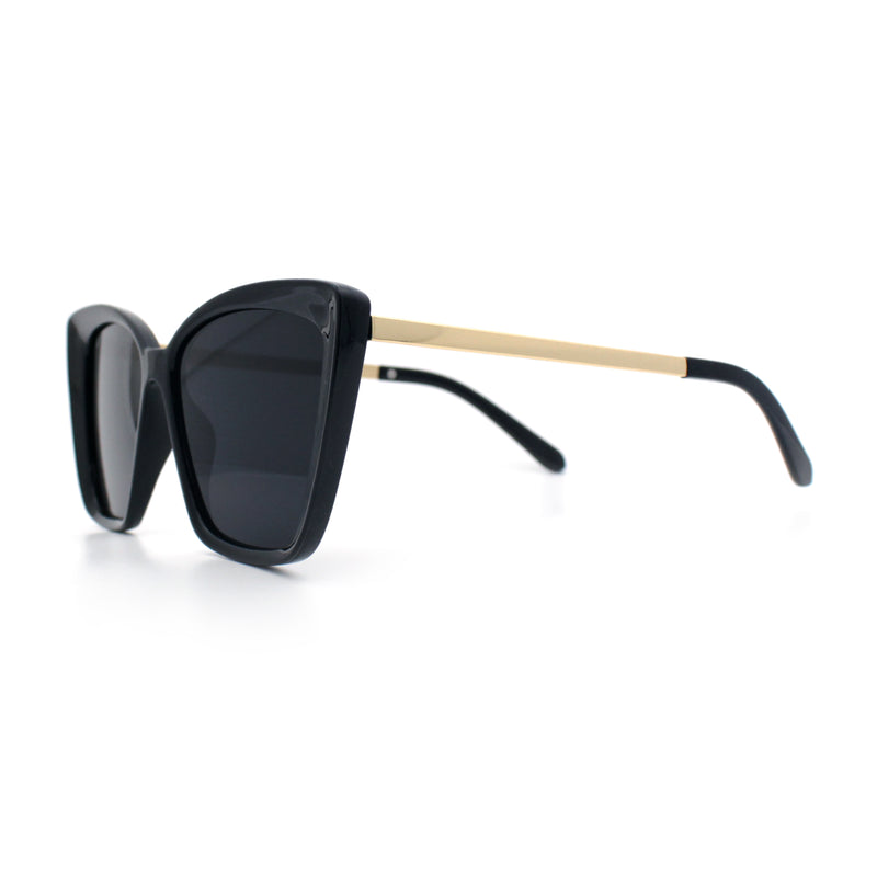 Womens Oversized Cat Eye Chic Metal Arm Plastic Sunglasses