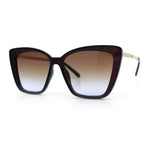 Womens Oversized Cat Eye Chic Metal Arm Plastic Sunglasses