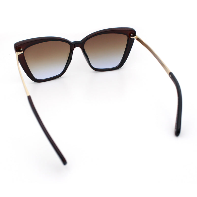 Womens Oversized Cat Eye Chic Metal Arm Plastic Sunglasses