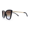 Womens Oversized Cat Eye Chic Metal Arm Plastic Sunglasses