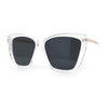 Womens Oversized Cat Eye Chic Metal Arm Plastic Sunglasses