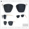 Womens Oversized Cat Eye Chic Metal Arm Plastic Sunglasses