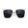Womens Oversized Cat Eye Chic Metal Arm Plastic Sunglasses
