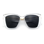 Womens Oversized Cat Eye Chic Metal Arm Plastic Sunglasses