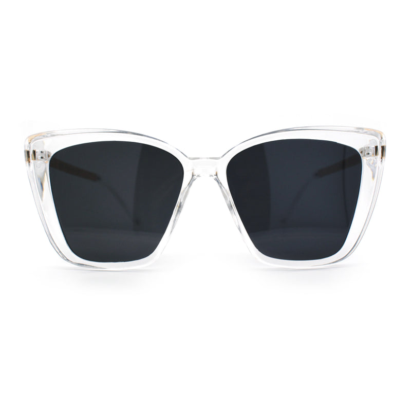 Womens Oversized Cat Eye Chic Metal Arm Plastic Sunglasses
