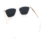 Womens Oversized Cat Eye Chic Metal Arm Plastic Sunglasses