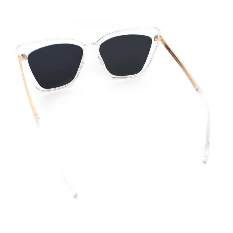 Womens Oversized Cat Eye Chic Metal Arm Plastic Sunglasses