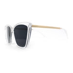 Womens Oversized Cat Eye Chic Metal Arm Plastic Sunglasses