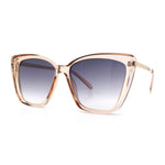 Womens Oversized Cat Eye Chic Metal Arm Plastic Sunglasses