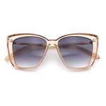 Womens Oversized Cat Eye Chic Metal Arm Plastic Sunglasses