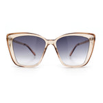 Womens Oversized Cat Eye Chic Metal Arm Plastic Sunglasses