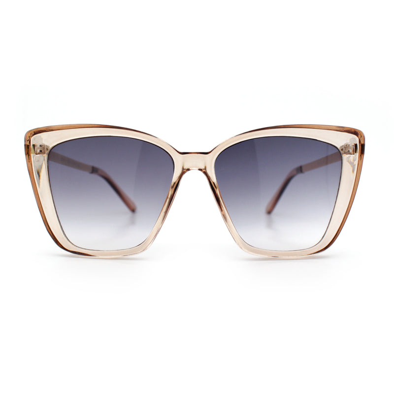 Womens Oversized Cat Eye Chic Metal Arm Plastic Sunglasses