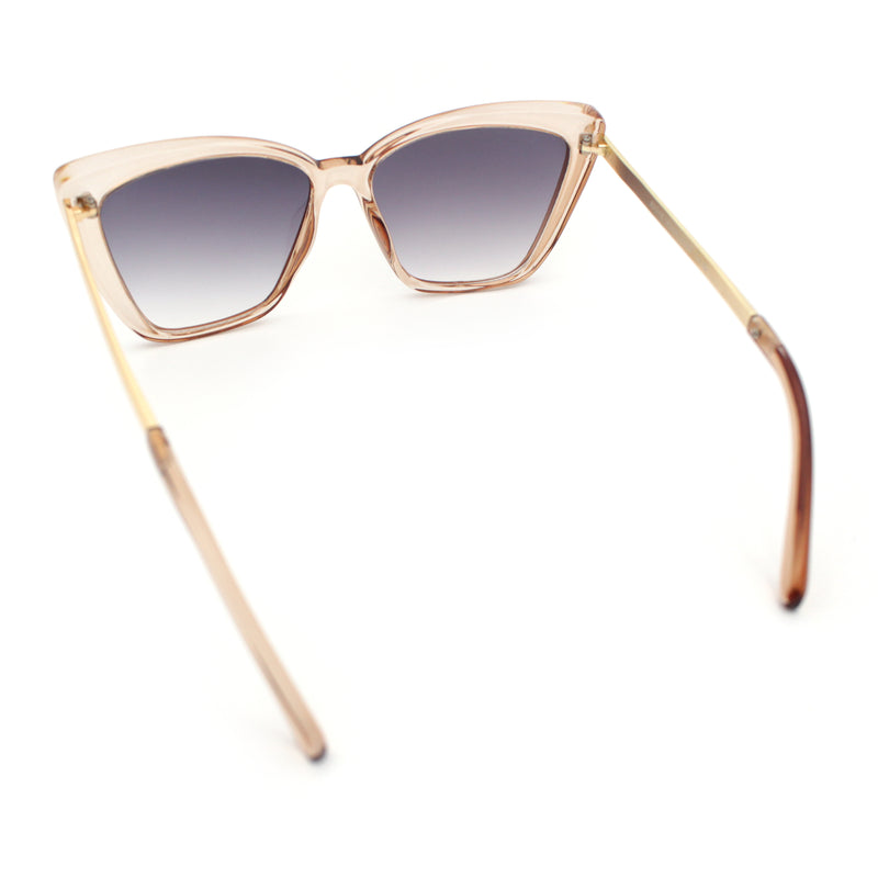 Womens Oversized Cat Eye Chic Metal Arm Plastic Sunglasses