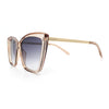 Womens Oversized Cat Eye Chic Metal Arm Plastic Sunglasses