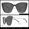 Womens Oversized Cat Eye Chic Metal Arm Plastic Sunglasses