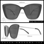 Womens Oversized Cat Eye Chic Metal Arm Plastic Sunglasses
