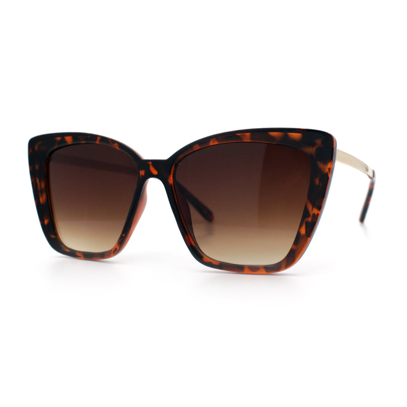 Womens Oversized Cat Eye Chic Metal Arm Plastic Sunglasses