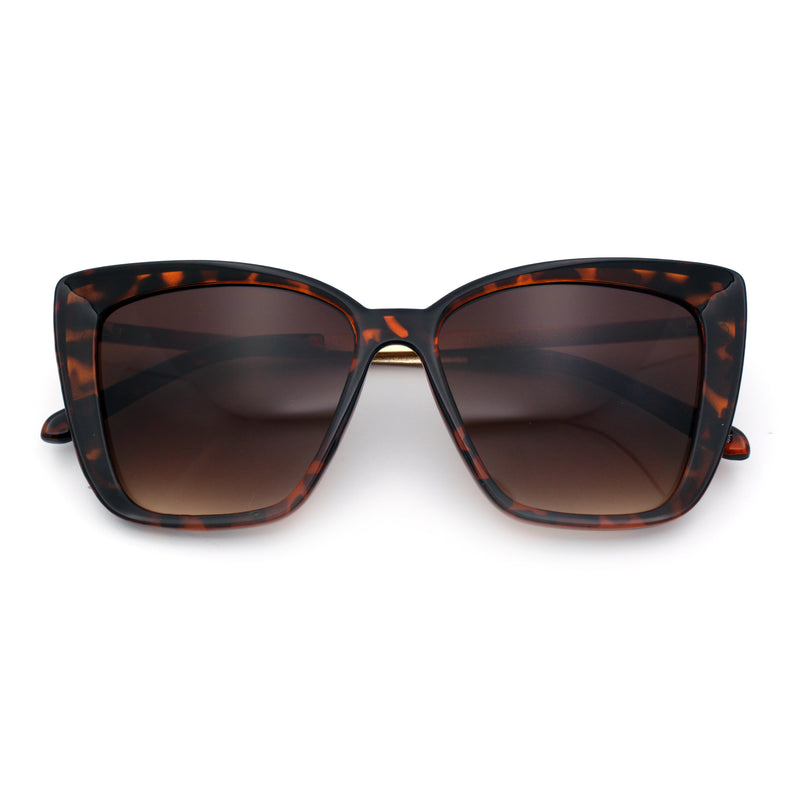 Womens Oversized Cat Eye Chic Metal Arm Plastic Sunglasses