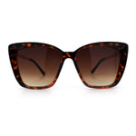 Womens Oversized Cat Eye Chic Metal Arm Plastic Sunglasses