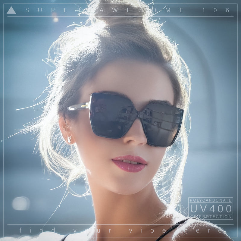 Womens Oversize Square Minimal Chic Mod Inset Lens Sunglasses