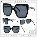 Womens Oversize Square Minimal Chic Mod Inset Lens Sunglasses