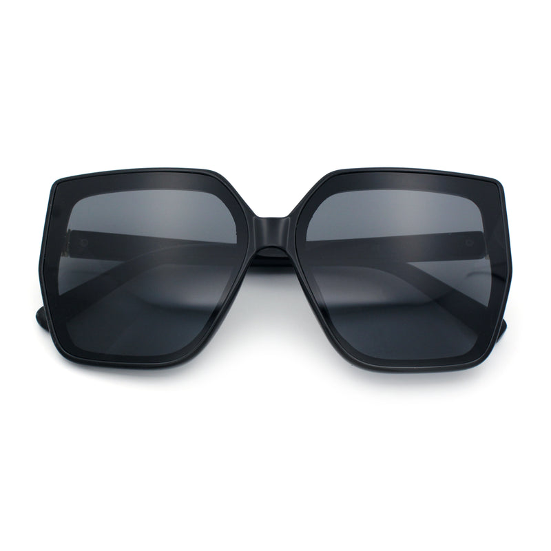 Womens Oversize Square Minimal Chic Mod Inset Lens Sunglasses