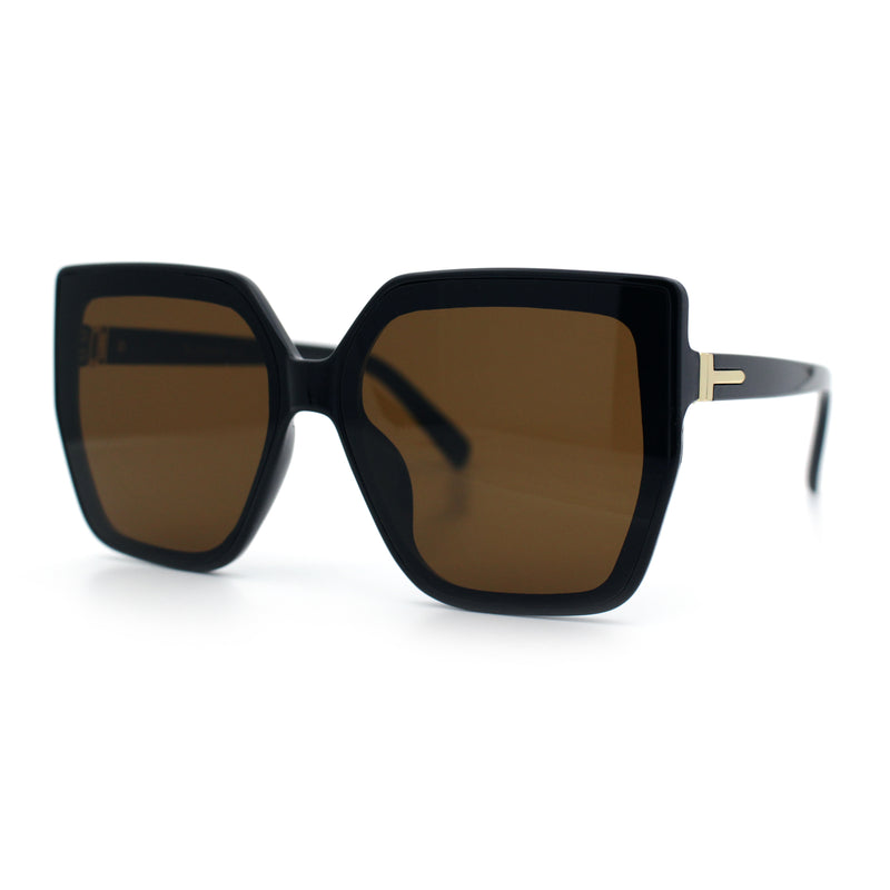Womens Oversize Square Minimal Chic Mod Inset Lens Sunglasses