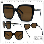Womens Oversize Square Minimal Chic Mod Inset Lens Sunglasses