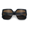Womens Oversize Square Minimal Chic Mod Inset Lens Sunglasses