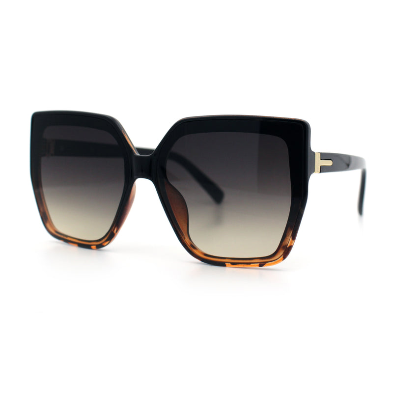 Womens Oversize Square Minimal Chic Mod Inset Lens Sunglasses
