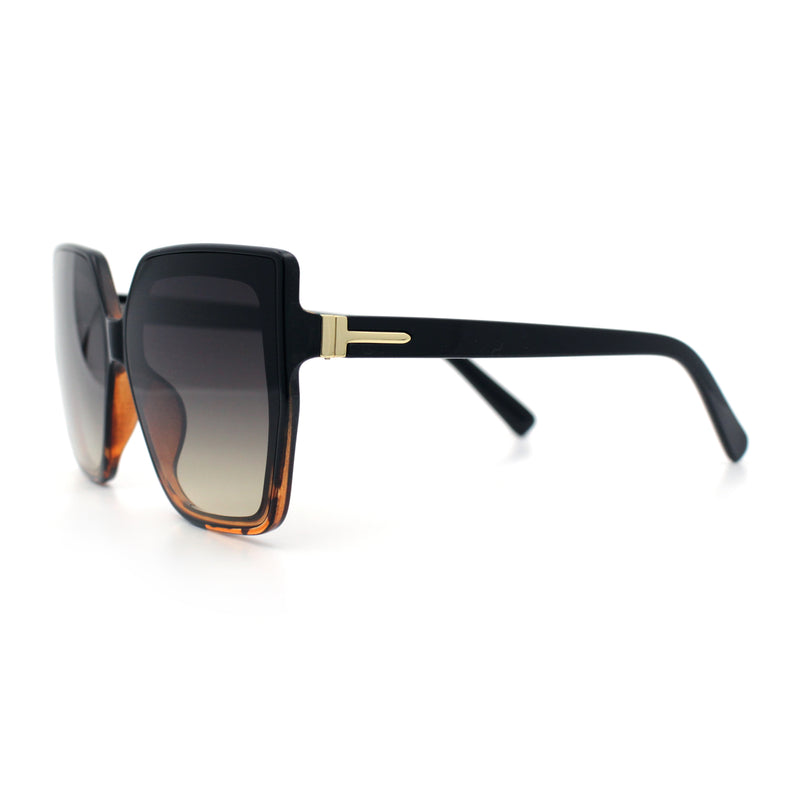 Womens Oversize Square Minimal Chic Mod Inset Lens Sunglasses