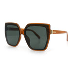 Womens Oversize Square Minimal Chic Mod Inset Lens Sunglasses