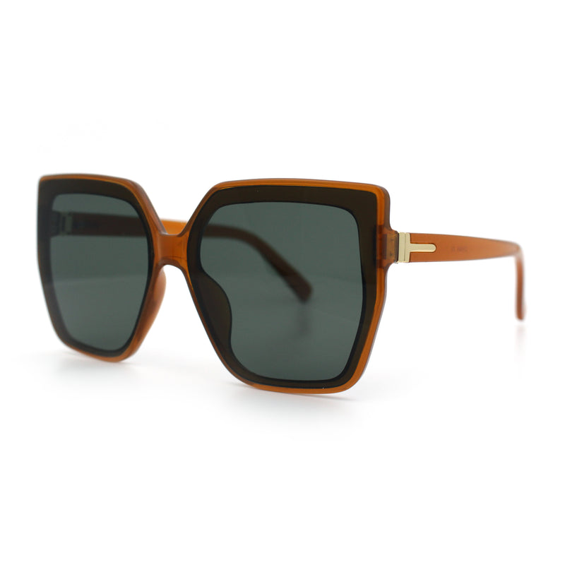 Womens Oversize Square Minimal Chic Mod Inset Lens Sunglasses
