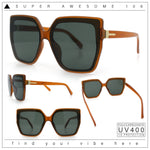 Womens Oversize Square Minimal Chic Mod Inset Lens Sunglasses