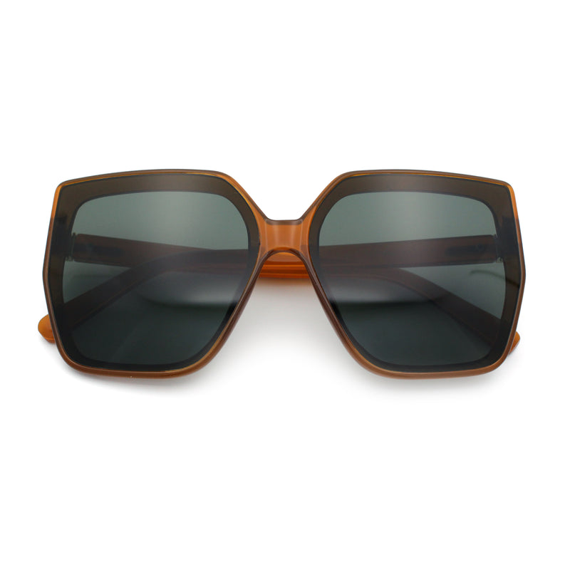 Womens Oversize Square Minimal Chic Mod Inset Lens Sunglasses