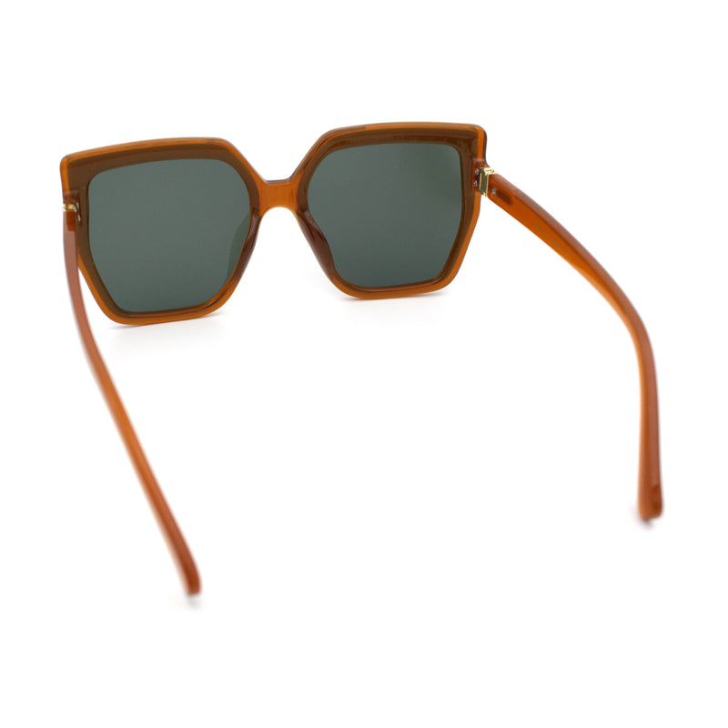 Womens Oversize Square Minimal Chic Mod Inset Lens Sunglasses