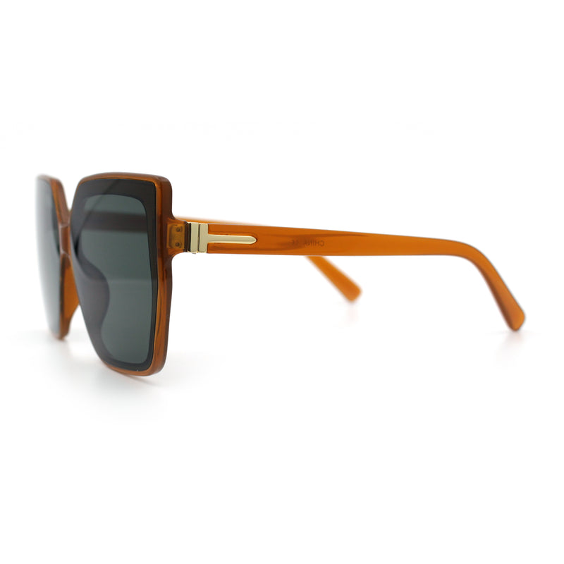 Womens Oversize Square Minimal Chic Mod Inset Lens Sunglasses