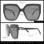 Womens Oversize Square Minimal Chic Mod Inset Lens Sunglasses