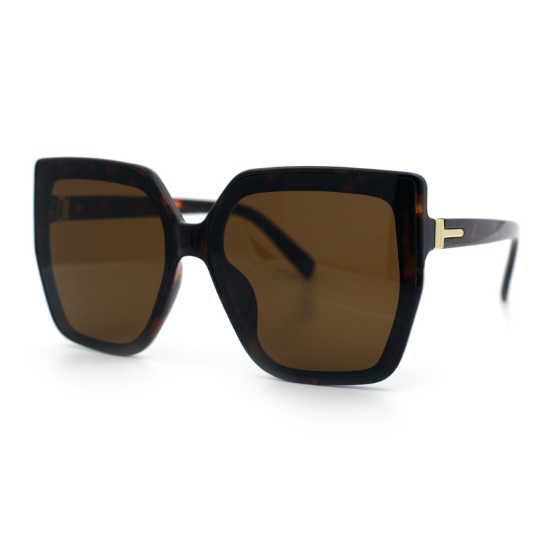 Womens Oversize Square Minimal Chic Mod Inset Lens Sunglasses