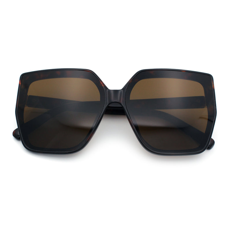 Womens Oversize Square Minimal Chic Mod Inset Lens Sunglasses