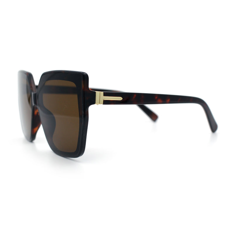 Womens Oversize Square Minimal Chic Mod Inset Lens Sunglasses