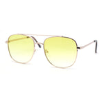 Double Bridge Rectangular Officer Color Gradient Metal Sunglasses