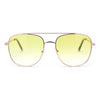 Double Bridge Rectangular Officer Color Gradient Metal Sunglasses