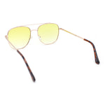 Double Bridge Rectangular Officer Color Gradient Metal Sunglasses