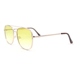 Double Bridge Rectangular Officer Color Gradient Metal Sunglasses