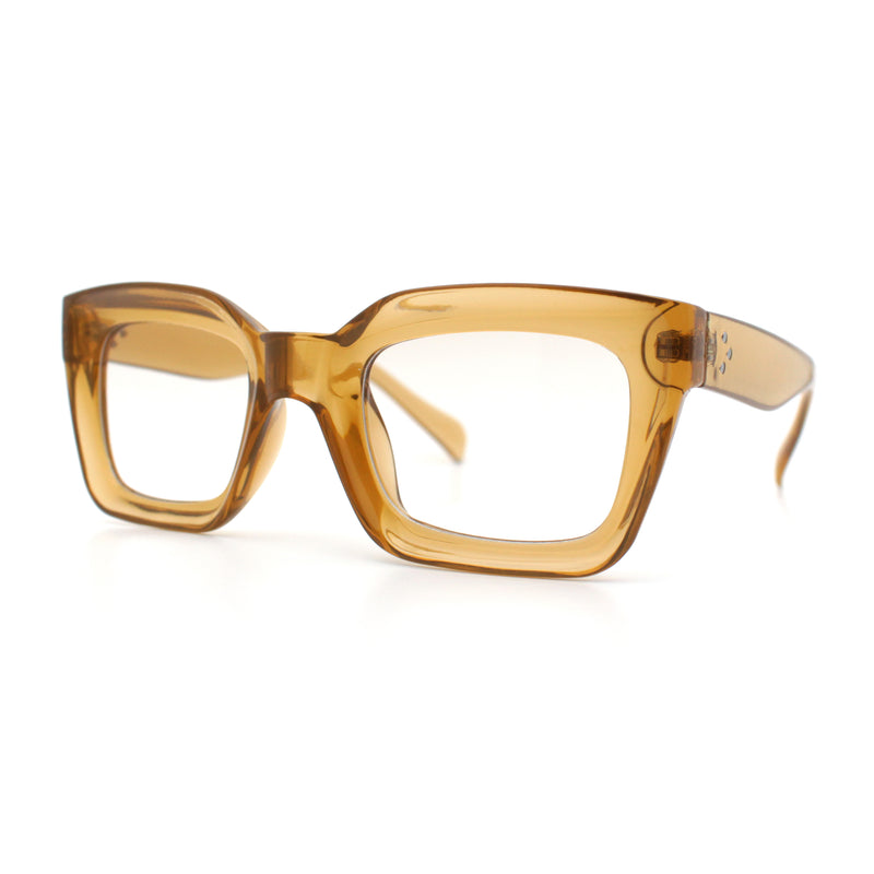 Womens Luxury Beveled Thick Horn Rim Rectangle Fashion Sunglasses