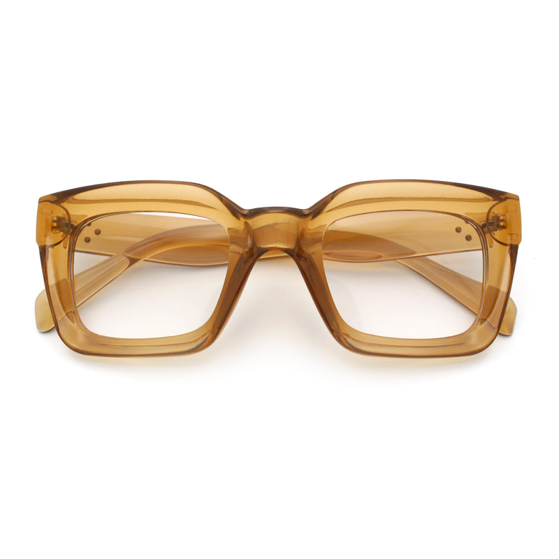 Womens Luxury Beveled Thick Horn Rim Rectangle Fashion Sunglasses