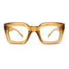 Womens Luxury Beveled Thick Horn Rim Rectangle Fashion Sunglasses