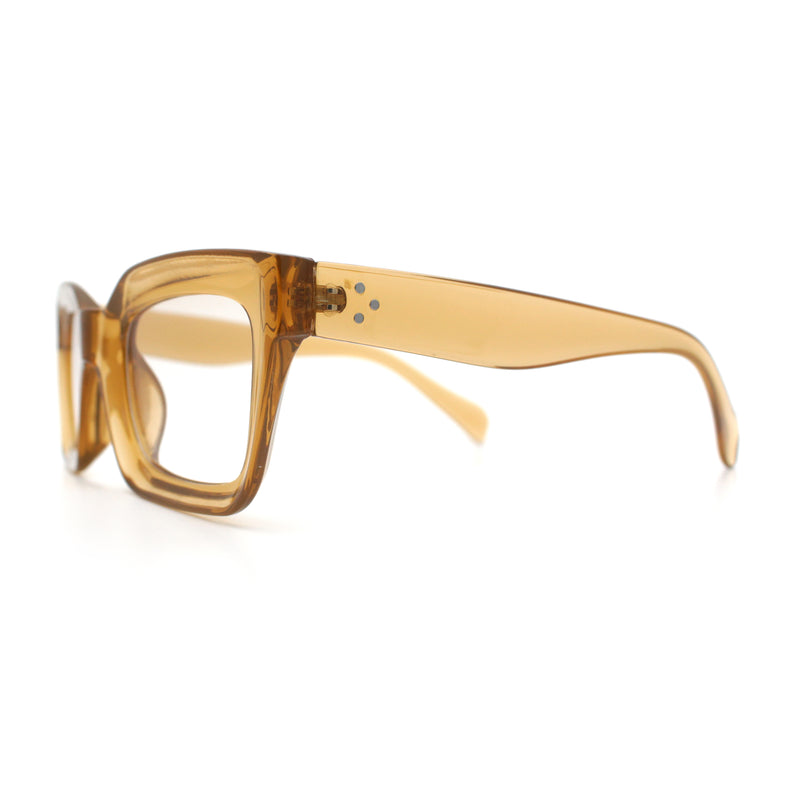 Womens Luxury Beveled Thick Horn Rim Rectangle Fashion Sunglasses